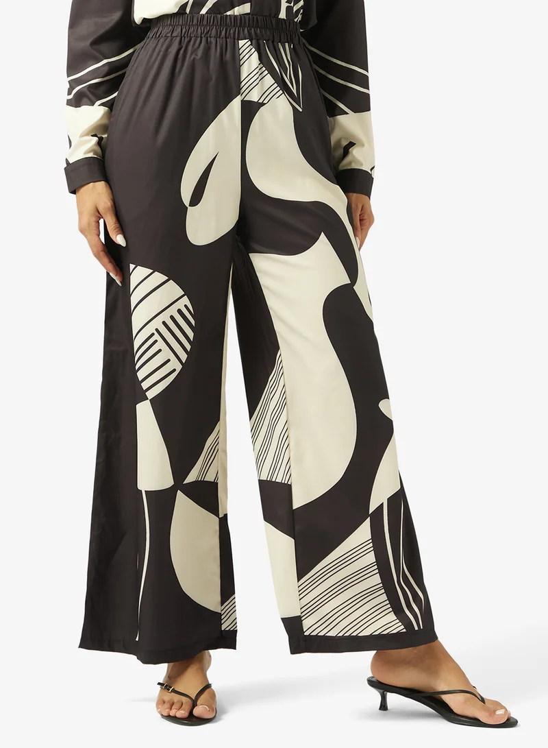 Ginger  Oversize Monochrome Shirt & Wide Leg Pant Coord Set for Women | Best Price UAE